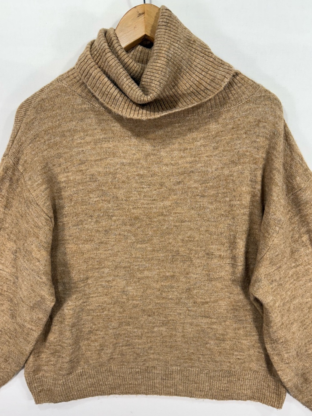 H&M Camel Ribbed Turtleneck Sweater